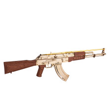 Robotime 3D Wooden Puzzle Toy Rifle Rubber Bands Model Kits for Adults