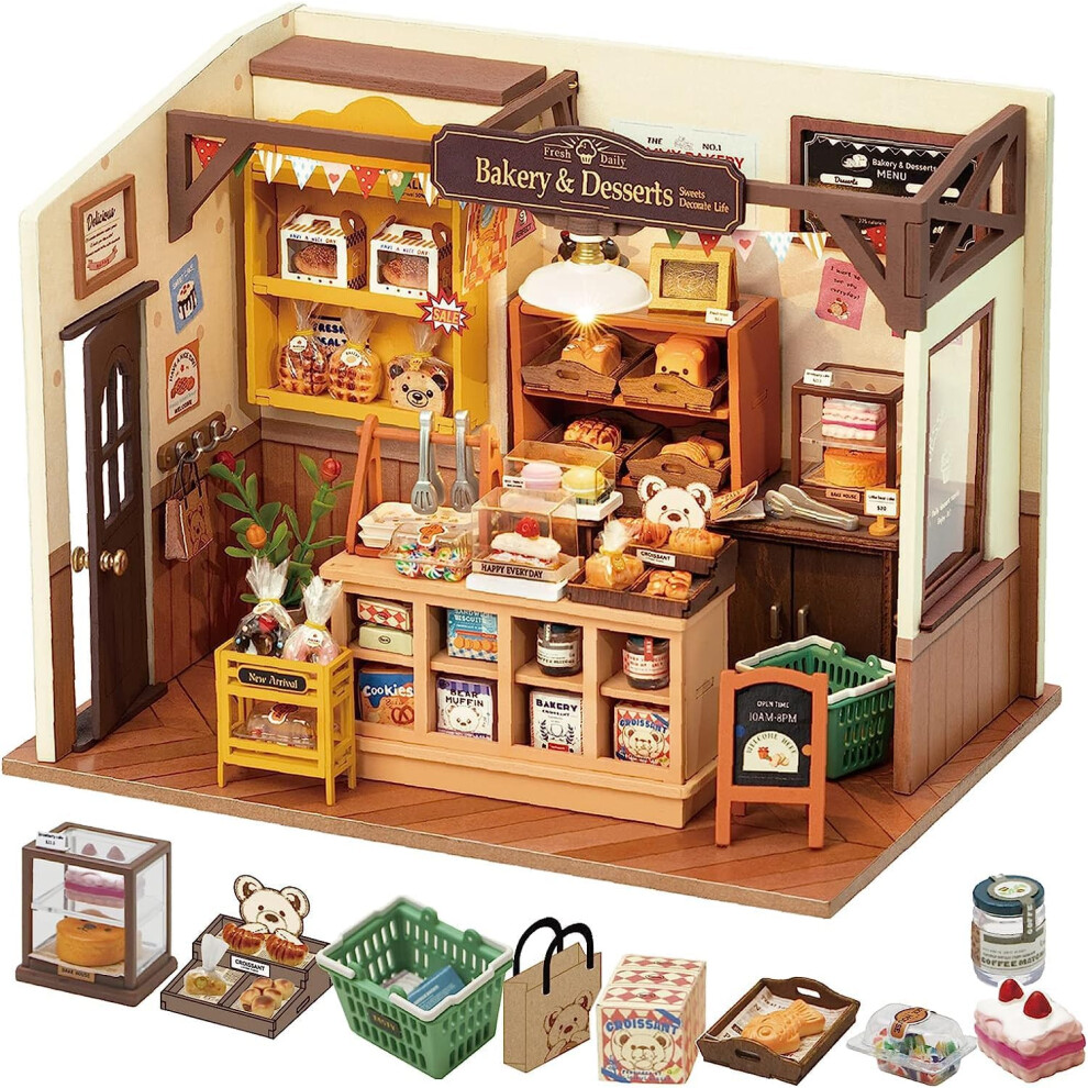 Robotime Diy Miniature House Led Becka Baking House Kit For Adult Gift