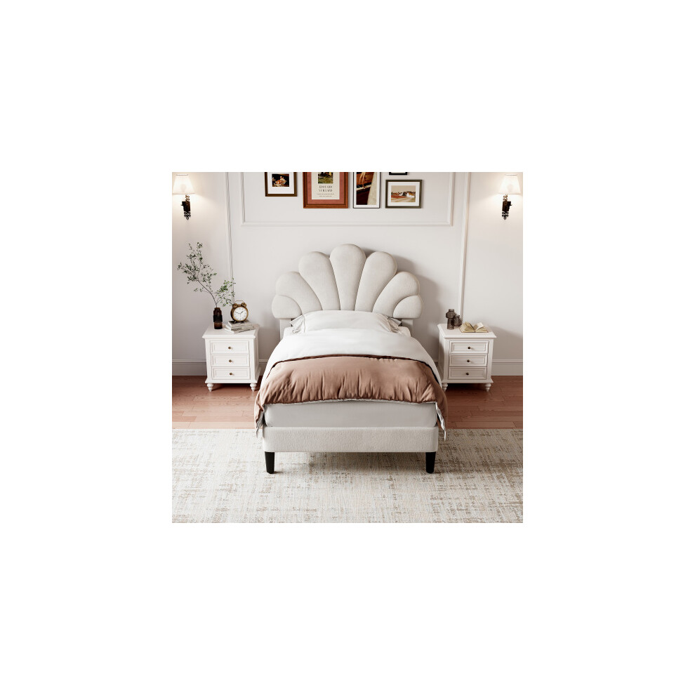 3ft Single Upholstered Velvet Bed Frame,Velvet Platform Bed Frame with Solid Wood Slat