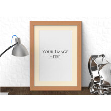 (8x6" for 6x4" image, Beech) Photo Picture Frames Ivory Mounts Wall Hang/Stand All Sizes Wooden Art Deco A4