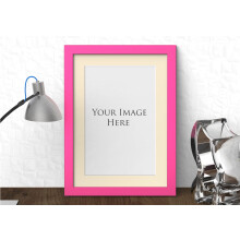 (8x6" for 6x4" image, Pink) Photo Picture Frames Ivory Mounts Wall Hang/Stand All Sizes Wooden Art Deco A4
