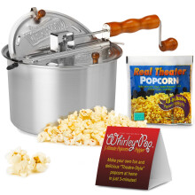 Kit de Popcorn Wabash Valley Farms - Plata, Whirley Pop de Nylon, Ideal para Películas! 6 Cuartos.