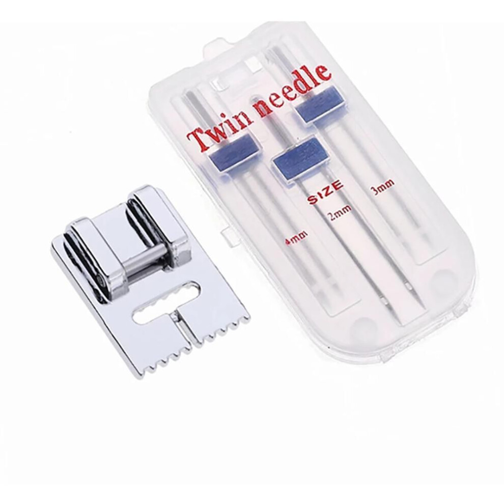 INNE 3 Sizes Twin Needles And Wrinkled 9 Grooves Sewing Presser Foot Sewing Machine Size 2/90 3/90 4/90 Multifunctional Fittings