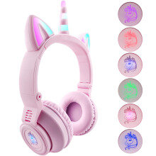 Cuffie per bambini YUSONIC a forma di unicorno, cuffie Bluetooth pieghevoli per bambine e bambini, per telefoni iPad/Amazon Fire/Tablet, cuffie w