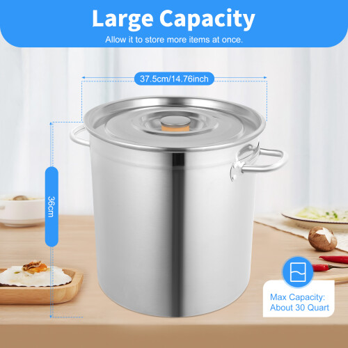 35L Stainless Steel Large Capacity Flat Bottom Insulated Soup Bucket 1