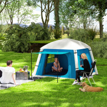 (Blue) Outsunny Inflatable Camping Tent, Easy Setup 2 Man Tent