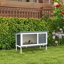 PawHut Rabbit Hutch, Guinea Pig Hutch Outdoor Cage w/ Asphalt Roof, Green