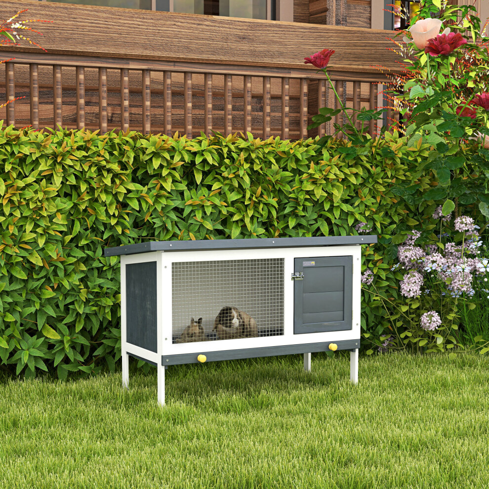 PawHut Wooden Rabbit Hutch Bunny Cage Openable Roof for Outdoor 90 x 45 x 65 cm