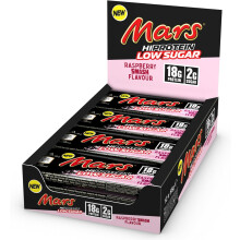 Mars - Raspberry Smash Low Sugar Chocolate Protein Bars | 12 x 55g Pack, High Protein Energy Snack, 18g Protein