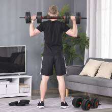 HOMCOM 25kg Adjustable 2 IN 1 Barbell Dumbbells Weight Set for Body Fitness