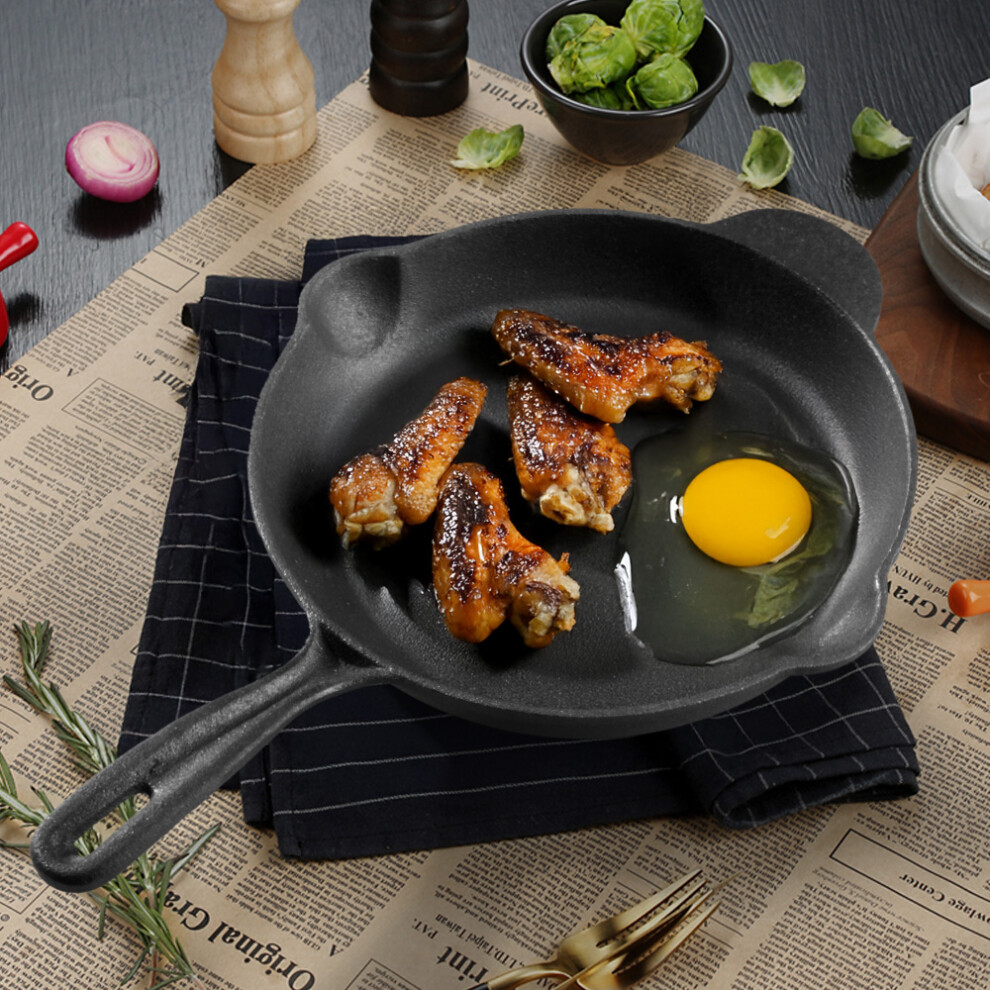 Round Cast Iron Skillet Frying Pan with Handle