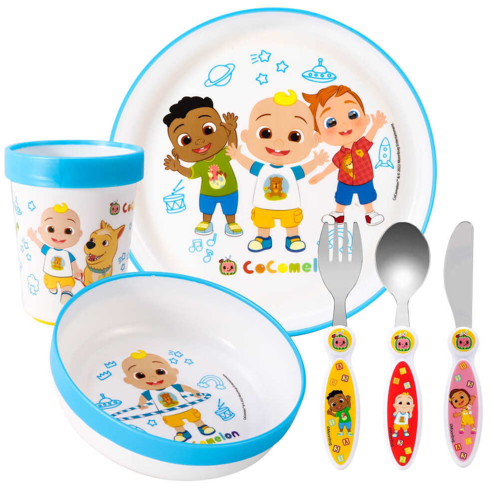 Cocomelon Kids 6 Piece Dinner Set - Plate/Bowl/Cup/Knife/Fork/Spoon