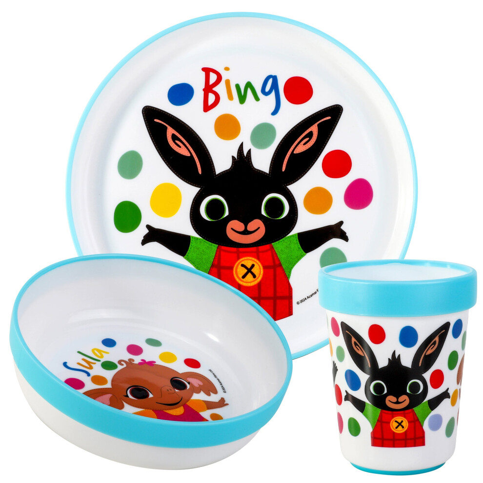 3Pcs Bicolor Dinner Tableware Set Plate, Bowl & Tumbler, Bpa Free Bing