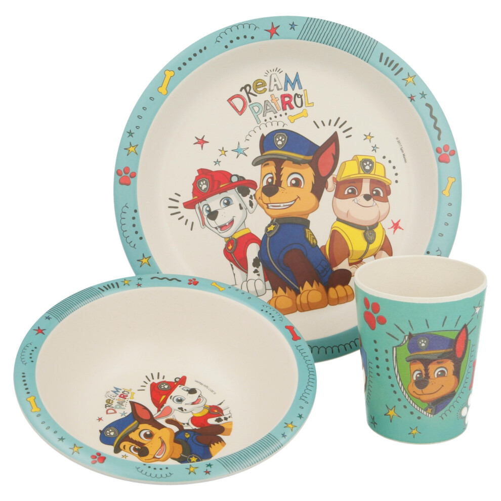 Paw Patrol 3Pcs Wooden Kids - Plate, Bowl and Tumbler Lunch Dinner Set