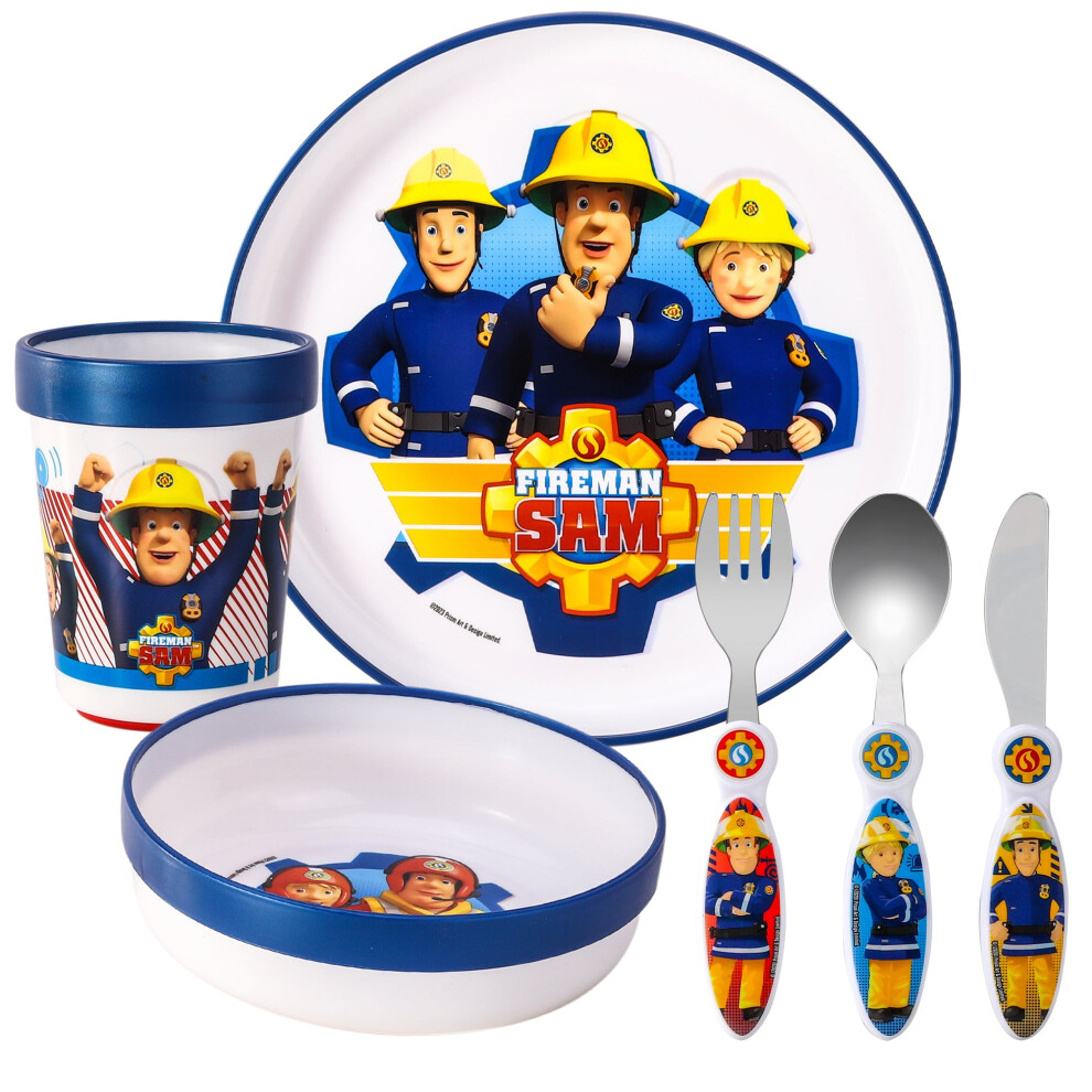 Kids 6 Piece Cutlery Set Plate/Bowl/Cup/Knife/Fork/Spoon Fireman Sam