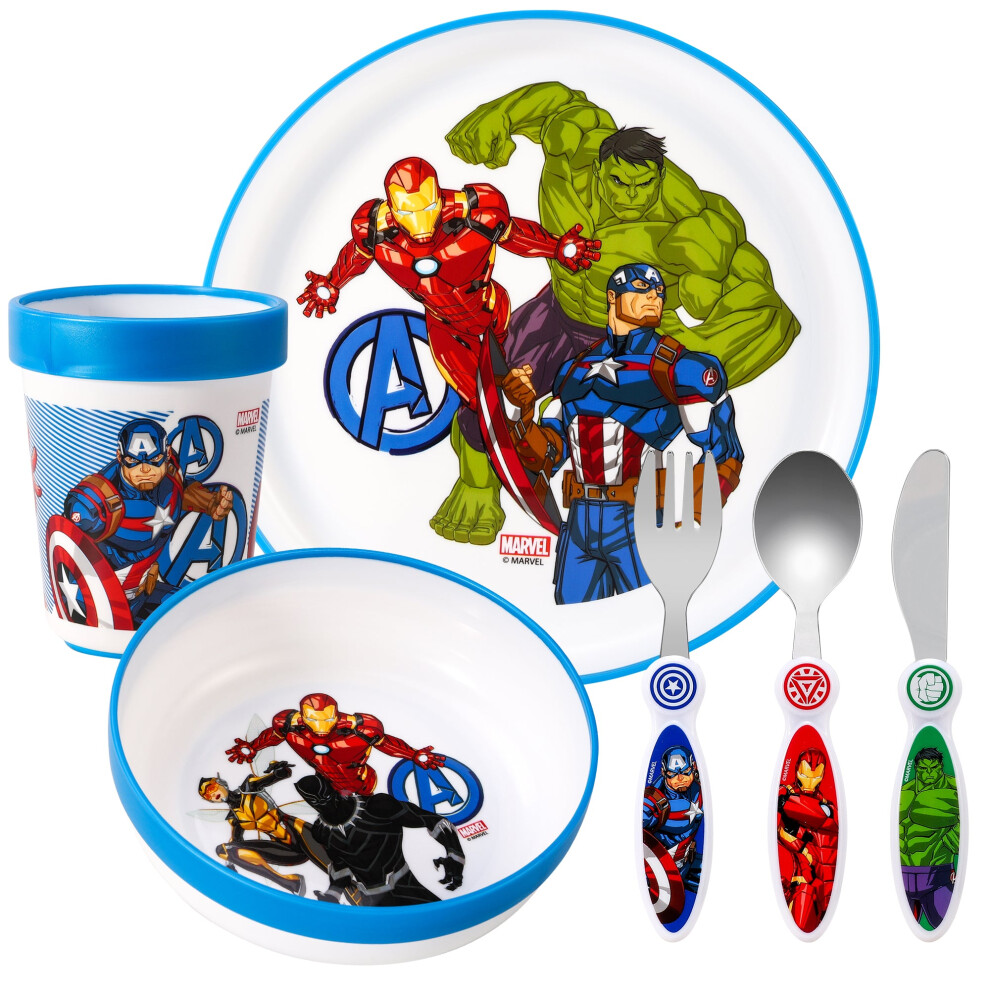 Kids 6 Piece Dinner Set - Plate/Bowl/Cup/Knife/Fork/Spoon Avengers