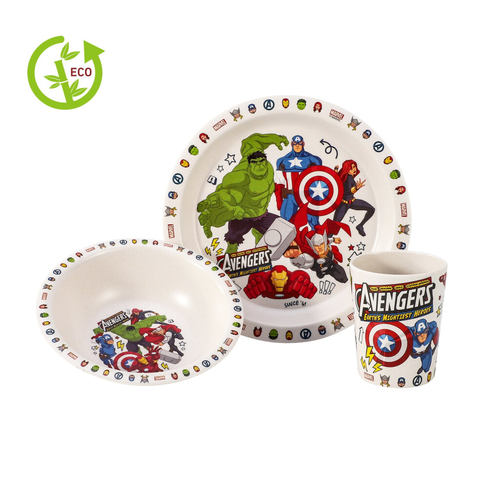 Avengers 3Pcs Wooden Kids - Plate, Bowl and Tumbler Lunch Dinner Set