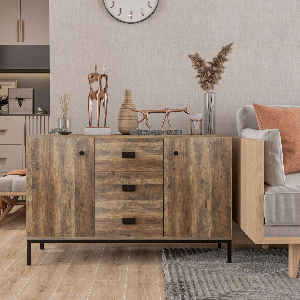 Homcom Retro Sideboard, Storage Cabinet, Accent Cupboard Distressed Brown
