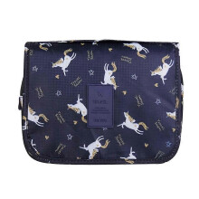 (Navy Horse)Large Capacity Hanging Toiletry Wash Bag Portable Waterproof Makeup Cosmetic Organizer for Home and Travel