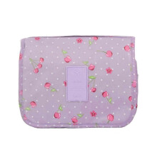 (Purple Cherry)Large Capacity Hanging Toiletry Wash Bag Portable Waterproof Makeup Cosmetic Organizer for Home and Travel