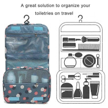 (Blue Flowers)Large Capacity Hanging Toiletry Wash Bag Portable Waterproof Makeup Cosmetic Organizer for Home and Travel