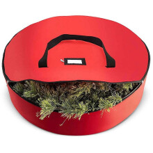 (75 cm,Red)Portable Holiday Wreath Storage Bag Durable 600D Oxford Garland Container with Handle for Christmas Halloween Thanksgiving