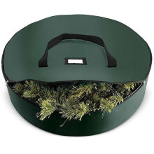 (75 cm,Green)Portable Holiday Wreath Storage Bag Durable 600D Oxford Garland Container with Handle for Christmas Halloween Thanksgiving