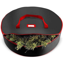 (75 cm,Black)Portable Holiday Wreath Storage Bag Durable 600D Oxford Garland Container with Handle for Christmas Halloween Thanksgiving