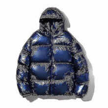 (M,blue)Hooded Shiny Puffer Jackets Winter Coats For Men