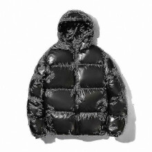 (3XL,black)Hooded Shiny Puffer Jackets Winter Coats For Men