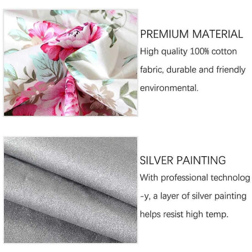 (91 x 31 cm,Solid Grey)Upgraded Scorch Resistant Printed pattern Ironing Board Cover Replacement with Drawstring and 2 Bonus Thickened Pads 1
