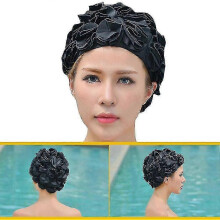 (Red)Women Swimming Cap New Elastic Nylon Fabric Protect Ears Long Hair Sports Swim Pool Hat For Female Outdoor