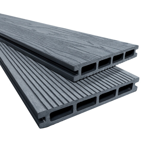 (Grey) Composite WPC Decking Boards x 5 Embossed Woodgrain