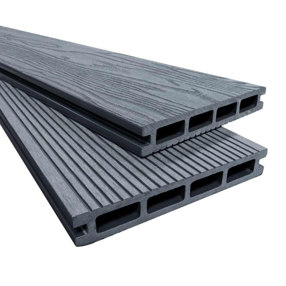 (Grey) Composite Wpc Decking Boards X 5 Embossed Woodgrain 5056806822150