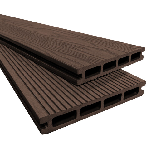 (Brown) Composite WPC Decking Boards x 5 Embossed Woodgrain