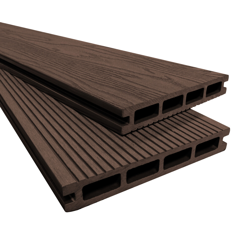 (Brown) Composite WPC Decking Boards x 5 Embossed Woodgrain