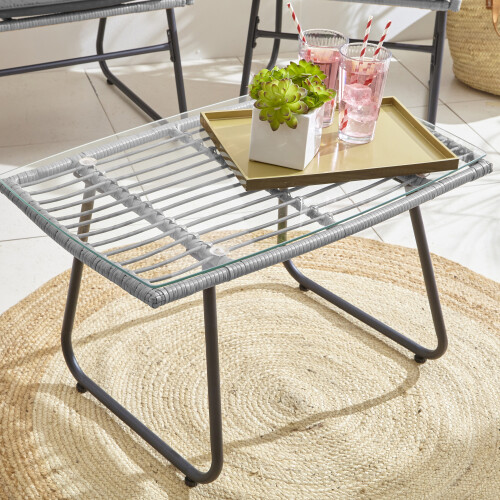 NEO (Grey) Neo 4 Piece Wicker Bamboo Style Garden Set 2