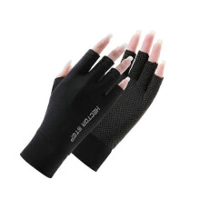 (M,Black)UPF 50+ Fingerless Sun Gloves for UV Protection Hand Cover, for Women Fishing, Driving, Cycling, Hiking
