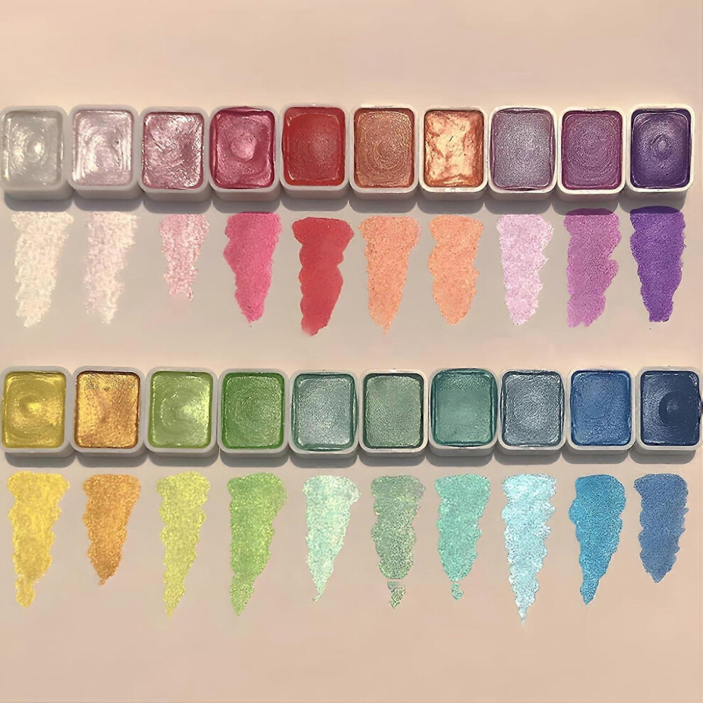 20 Colors Watercolor Painting Set, Drawing Supplies Shimmer Metallic Watercolor Paints Set, Model Metallic Solid Watercolor Painting Set