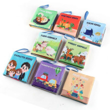 8pcs Baby Books Toys, Soft Cartoon Book Baby Learning Toys with Traffic & Vegetables & Fruits & Animals & Family, Interactive Baby Books Learning Toy