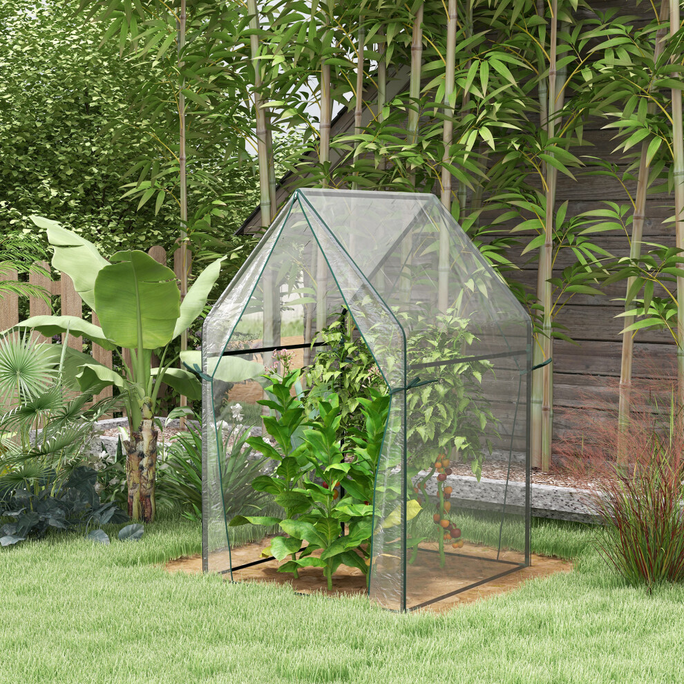 Outsunny Tomato House With 2 Zipped Doors, Outdoor House, Clear Green