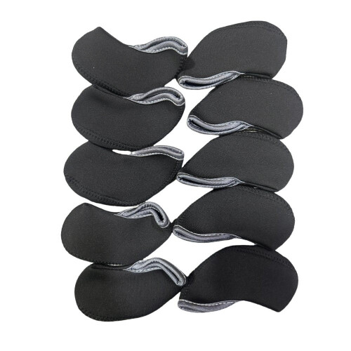 Copriferro per Mazze da Golf Set da 10 Pezzi Nero con Grigio 2