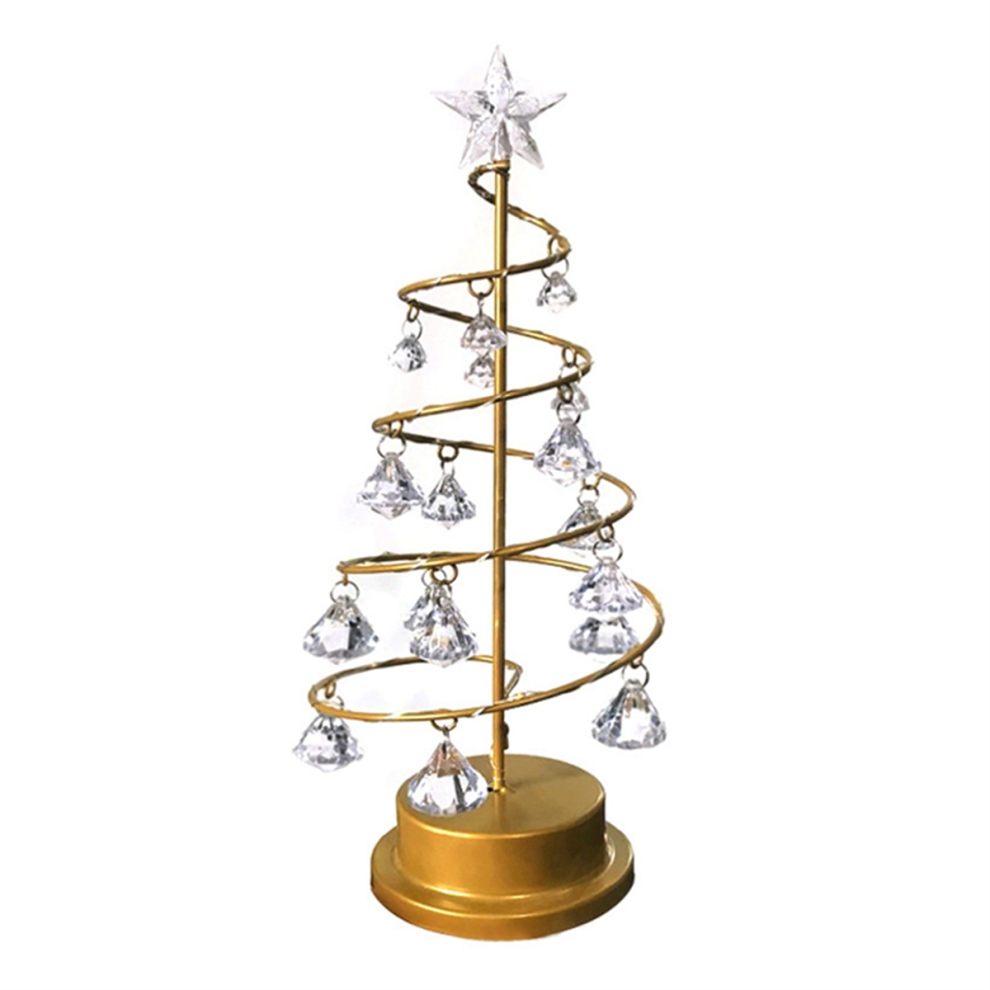 Lampe de table en métal et cristal pour sapin de Noël avec lumières LED, décorations de Noël L