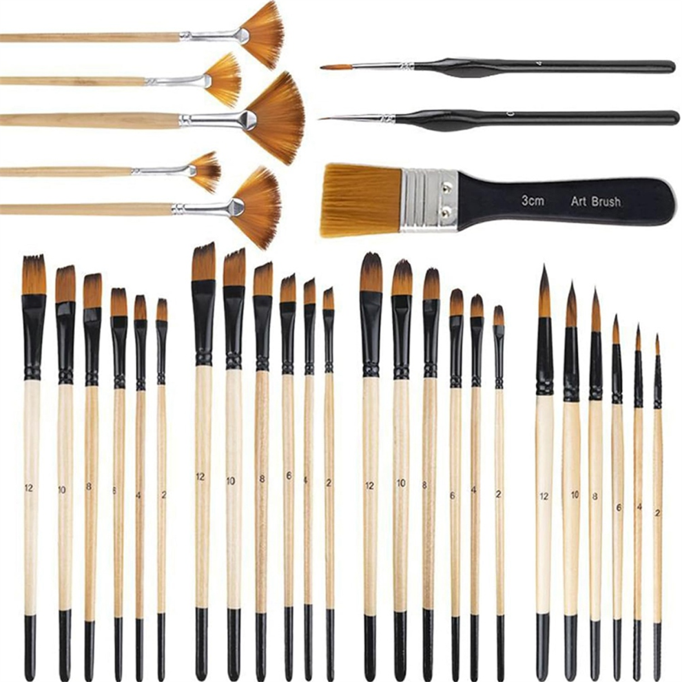 32Pcs Watercolor Paint Brush Stencil Fineliner For Gouaches Oil Painting Mininatures 4852394683118
