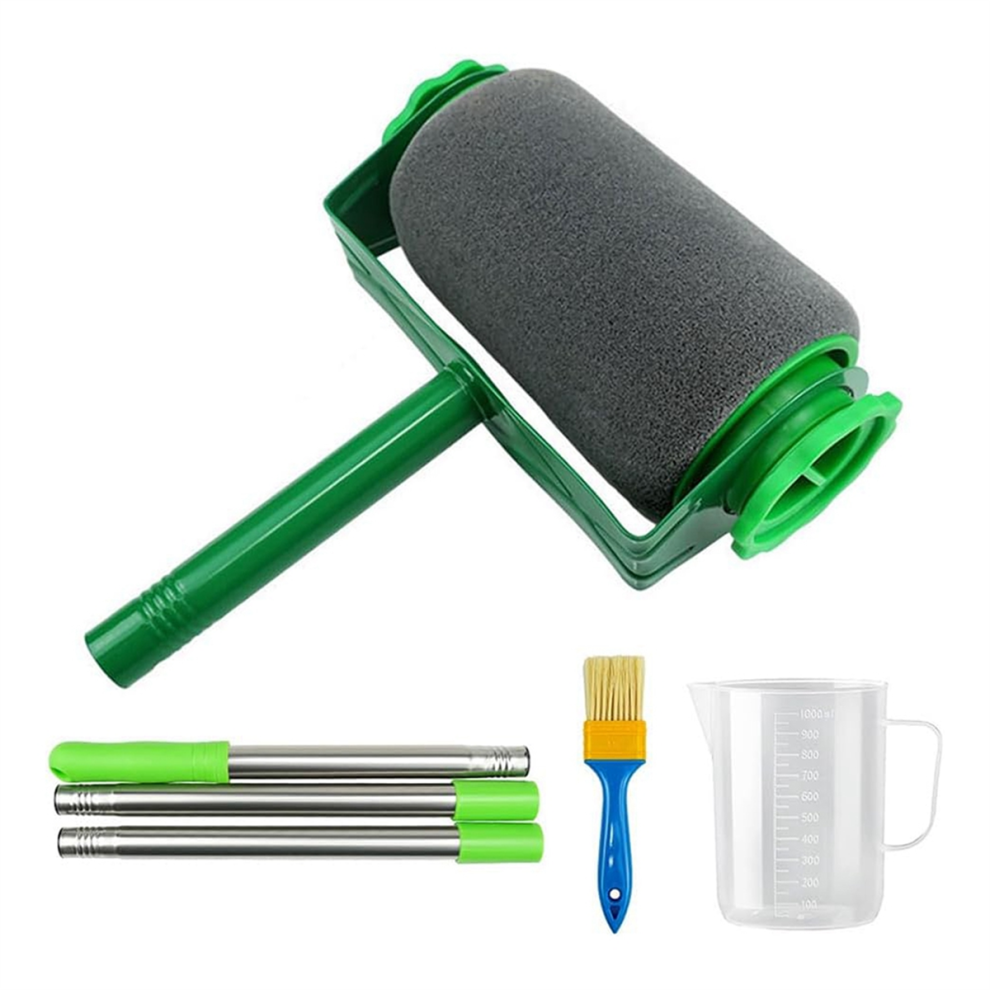Professional 6-Piece Paint Roller Set For Walls And Ceilings - Extendable Brush, Tray, Rollers, Stirrer Non-Drip 4852394683385