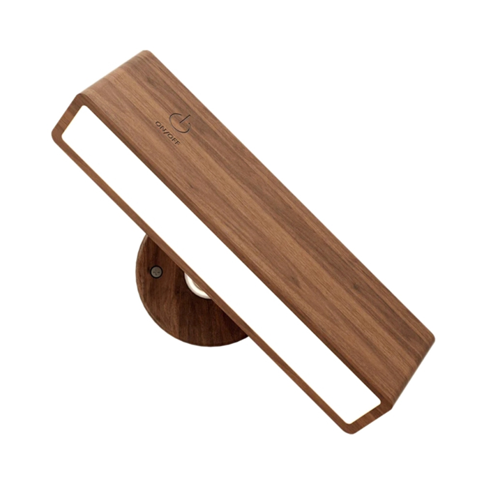 Lampada Da Parete Ricaricabile Per Camera Da Letto, Dimmerabile, In Legno, Senza Fili, Con 3 Temperature Di Colore-image