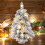 Desktop Christmas Tree Snow Flocking Artificial Mini with Lamp & Wooden Base 4