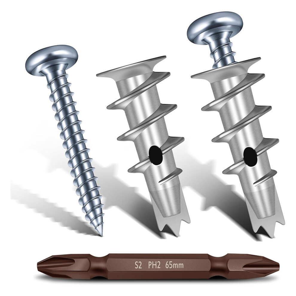 Zinc Self Drilling Drywall Anchors, Hollow Wall Anchor & Screw Kit, Screws, 25PCS Heavy Duty Metal Anchors