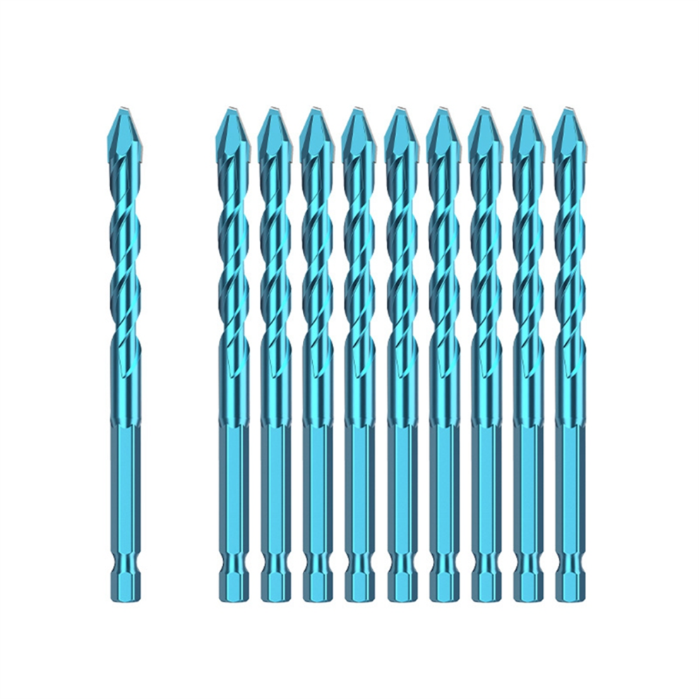 10 StüCke Fliesen Bit Blau Spaten Bohrer Set Hohe HäRte Exzentrische Cordless Power Werkzeuge ZubehöR 8Mm-image