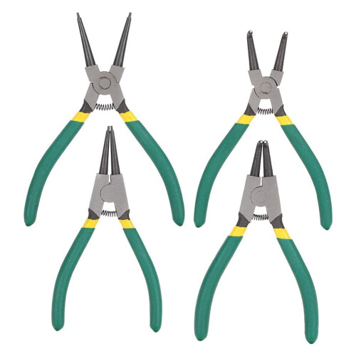 4 Piece Circlip Pliers Set, Includes Snap Circle for Mini Internal & External Use, Straight Bent Tips 1